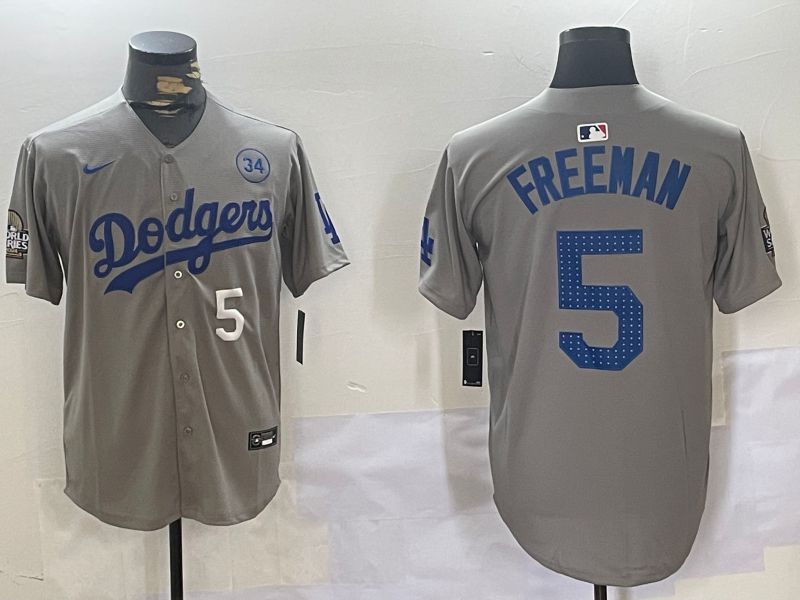 Men Los Angeles Dodgers #5 Freeman Grey Game 2024 Nike MLB Jersey style 11204->los angeles dodgers->MLB Jersey